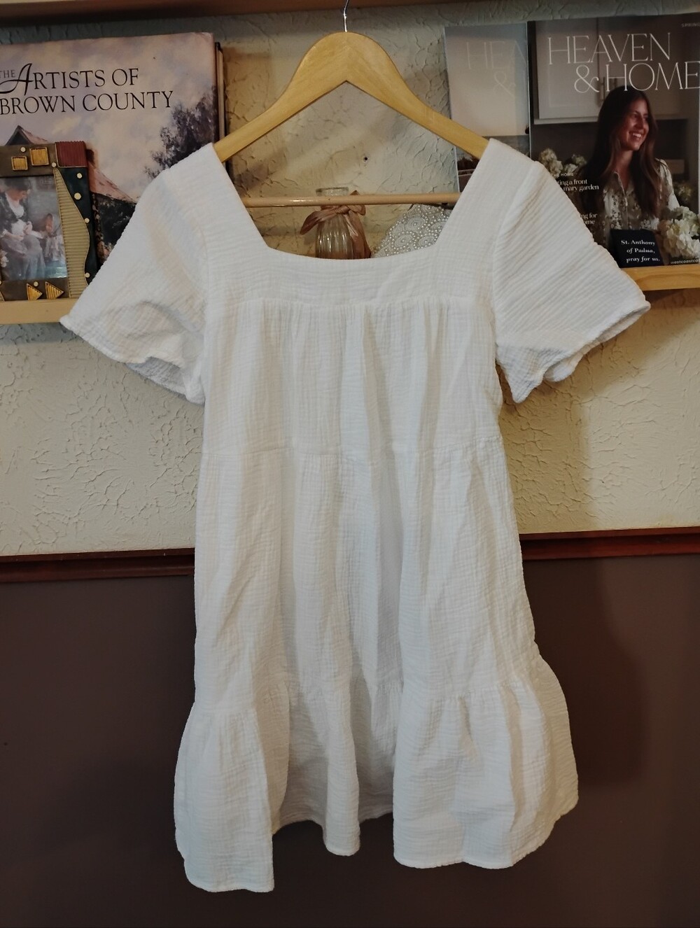 Rails White Square-Neck Tiered Cotton Tunic
